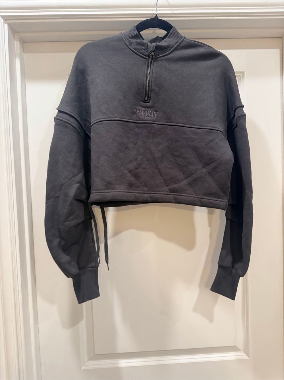 Gymshark Womens Gray Cropped Quarter Zip Pullover Sweatshirt Activewear Size XS